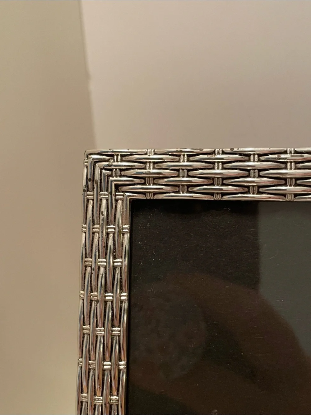Basketweave 5x7 Photo Frame Silver Tone Tabletop
